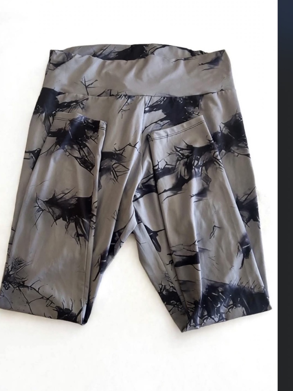 Women’s 3X Gray Black Marble Tie Dye Leggings High Waist Soft 3XL